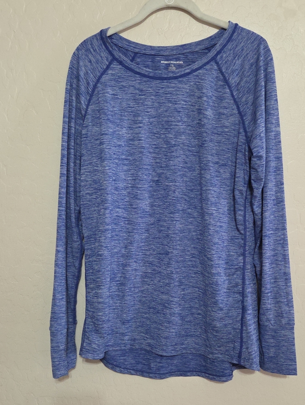 Amazon Essentials Heathered Blue Long-Sleeve Raglan Tee